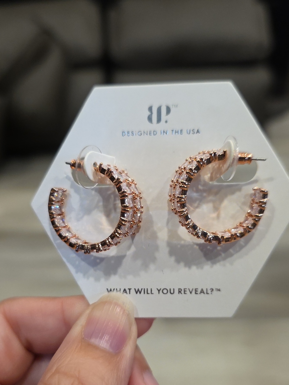 Sparkling Rose Gold Crystal Hoop April Earrings